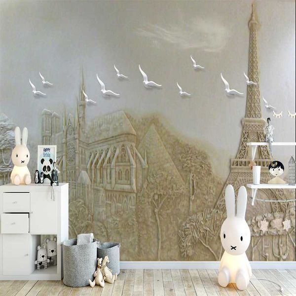 

wallpapers milofi 3d custom wallpaper flying pigeon tower relief