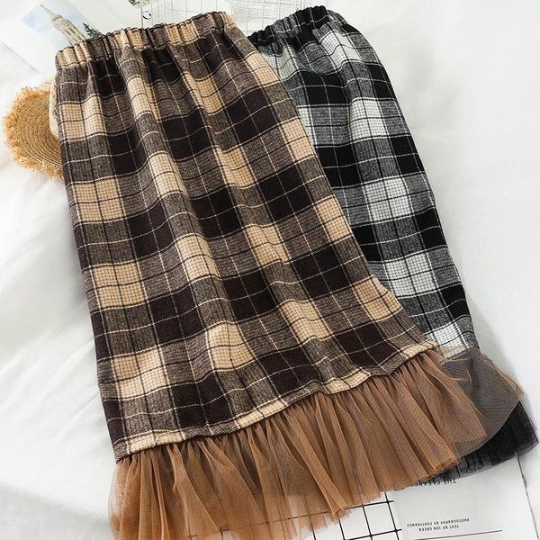 

skirts 2021 fashion women's clothing grid womens winter skirt l937, Black