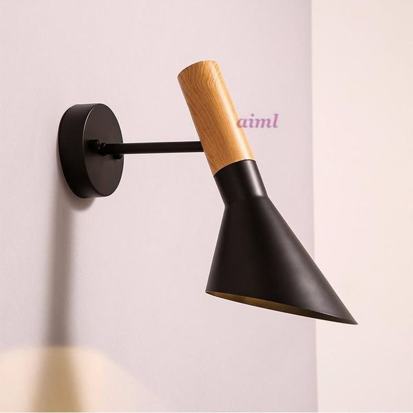 Настенная лампа качание головка творческая деревянная таблица 110-230v E27 Средство для спальни Черное / белое прикроватное чтение
