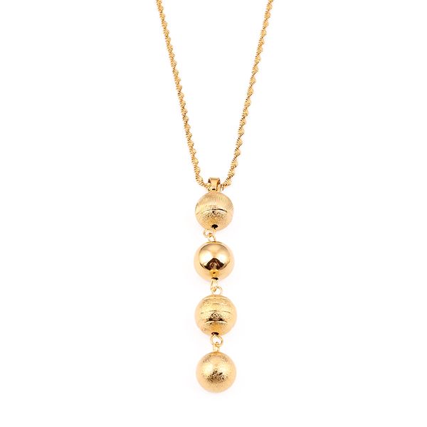 

gold plated frosted bead pendant necklaces round ball jewelry for women arab africa ethiopian jewelry, Silver