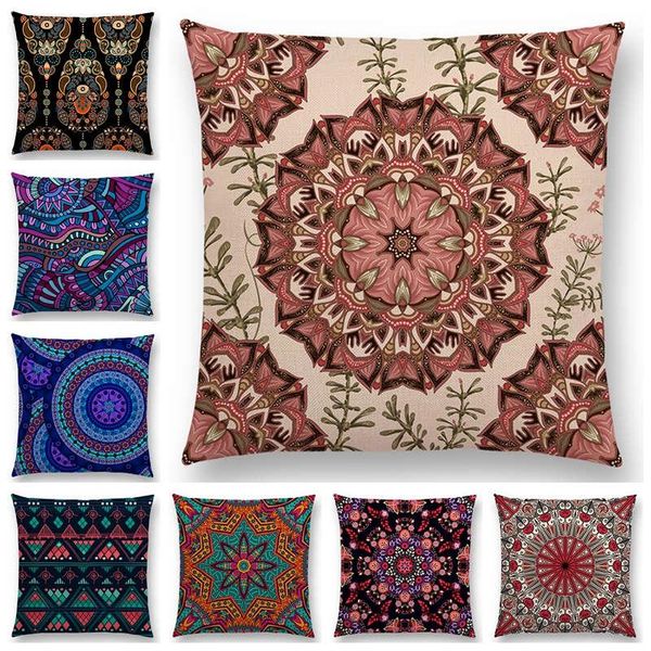 

est african animal symbol block pillow case boho geometric floral pattern paisley mandela flowers cushion cover cushion/decorative