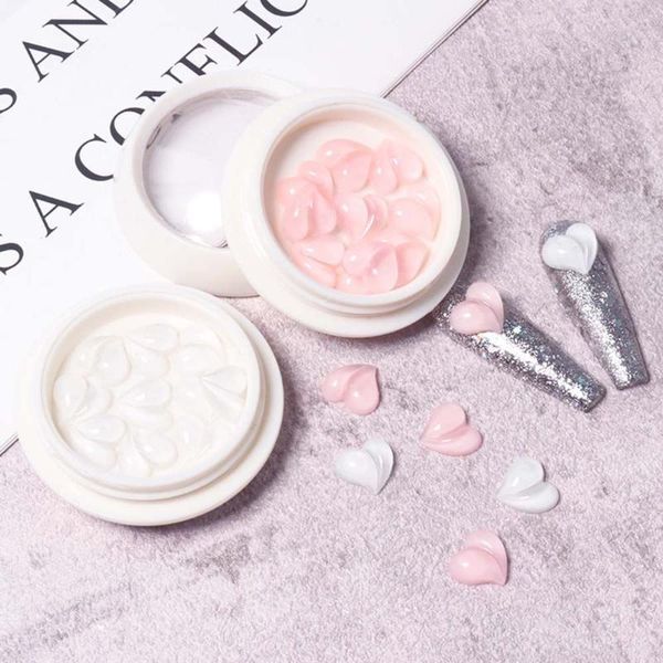 

nail art decorations 10pcs heart shaped resin charms sparkle aurora peach rhinestones uv gel holo accessories, Silver;gold