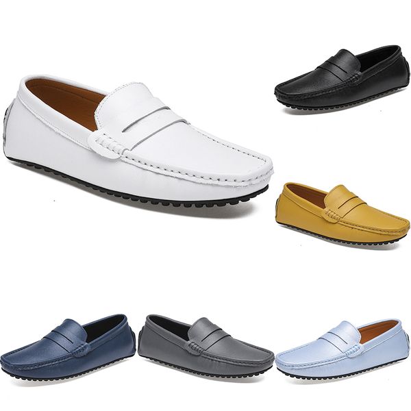 

casual shoes men's peas driving leather soft sole fashion black navy white blue sier yellow grey footwear all-match lazy cross-border49