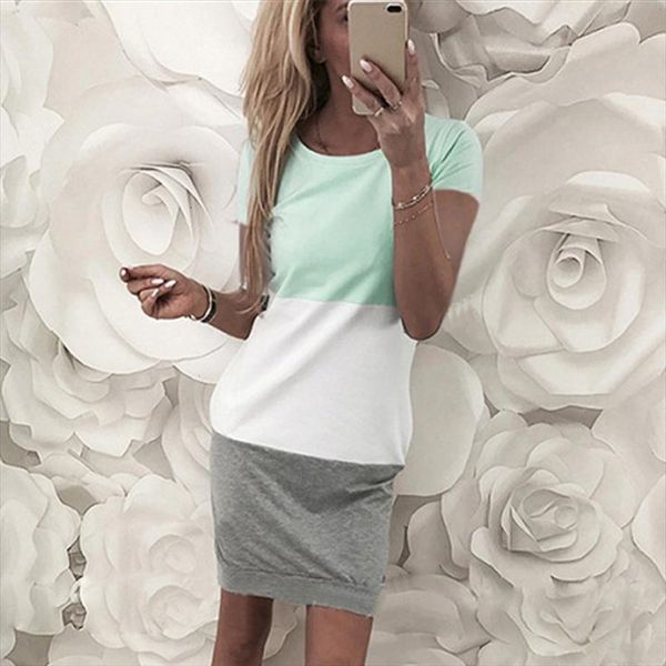 

white short sleeve casual womens dress mini kawaii pink grey patchwork tee shirt streetwear, Black;gray