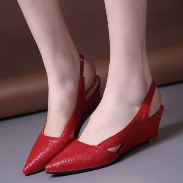 

dress shoes pxelena fashion wedge high heels sandals women elastic band slingbacks lady pointed toe casual comfort black white