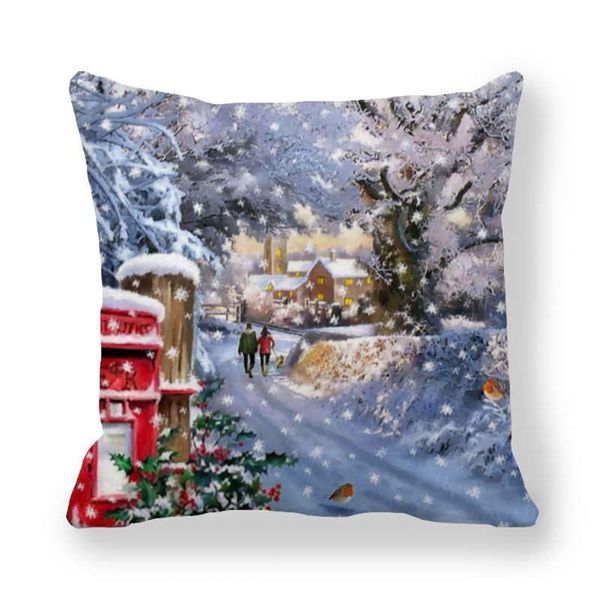 

cushion/decorative pillow watercolor red christmas cases home decor throw covers merry tree santa deer cushion