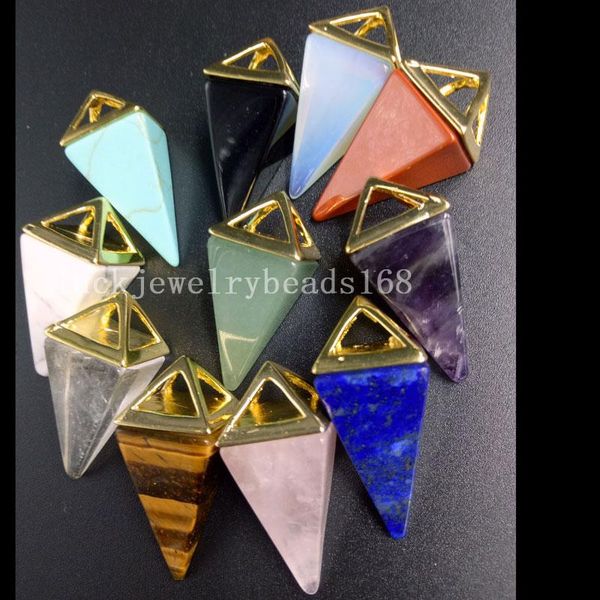 

pendants 15x32mm lapis lazuli crystal aventurine howlite tigers eye purple jad carnelian women men pendant bead wfh334, Black