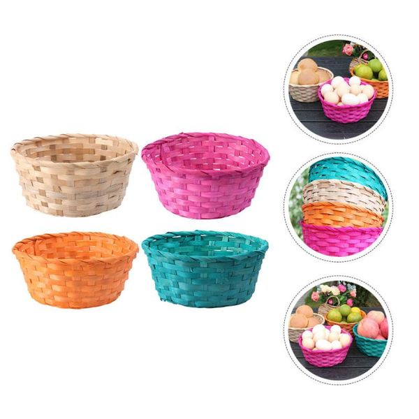 

storage baskets 4pcs bamboo colorful egg children's day round