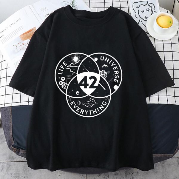 

women's t-shirt t-shirts 42 the answer to life universe and everything korean tshirt harajuku vintage aesthetic clothes, White