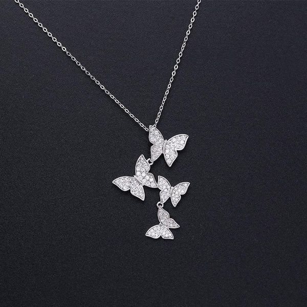 

pendant necklaces fashion elegant beautiful butterfly necklace cubic zirconia jewelry insect for women, Silver