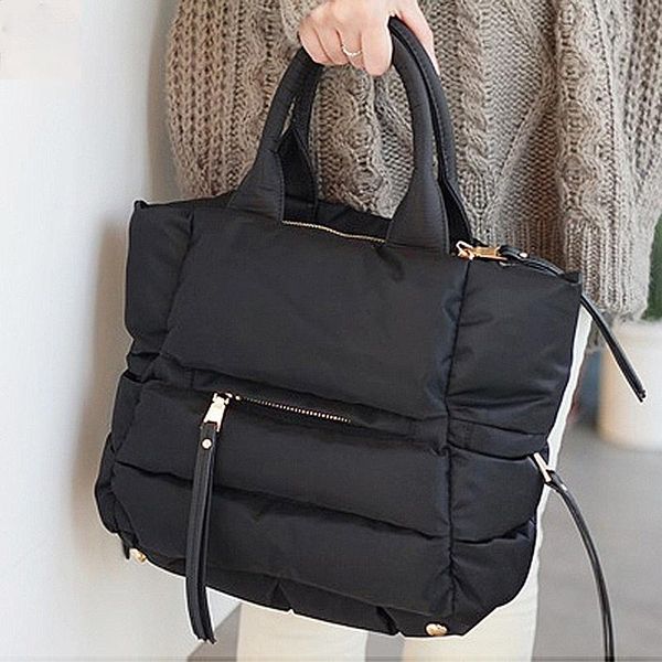 

evening bags winter space bale handbag woman casual cotton totes bag down feather padded lady shoulder crossbody