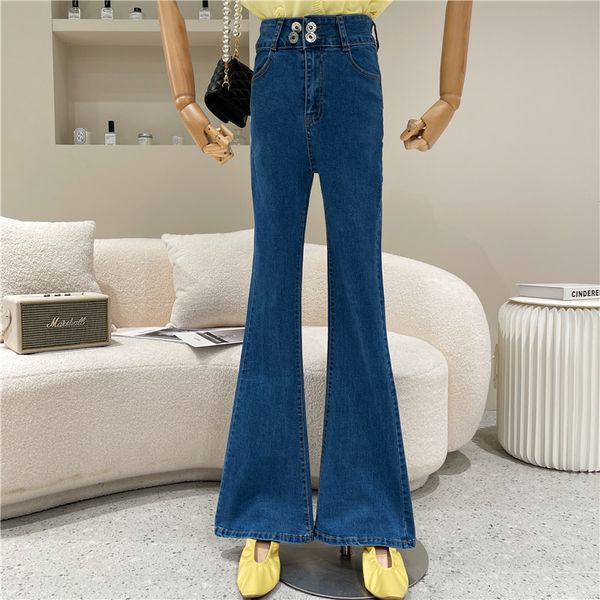 

jeans women's spring 2021 niche fashion thin blue breech design breeches high waist drop leg pants