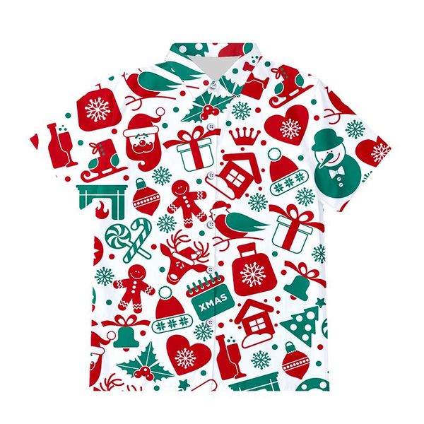 

men's casual shirts xmas snowman 3d printed shirt merry chirstmas gift lover party button fashion men short sleeves blouse wholesales c, White;black