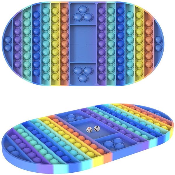 

deskfidget toys chessboard board game push sensory bubble puzzle tabledecompression toy with 2 dices tie dye finger multi color educational