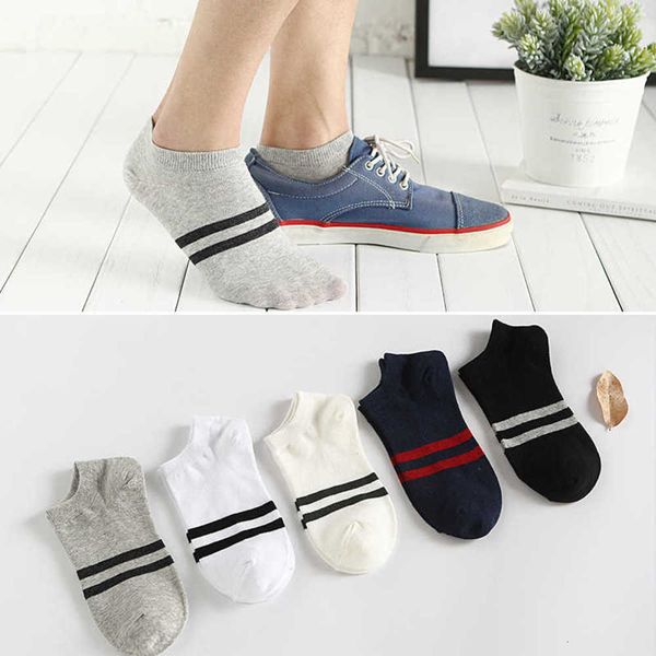 

boat spring and summer thin short parallel bars men's cotton leisure low socks, Black