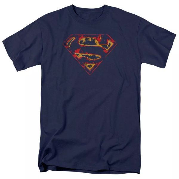 

superman super distressed "navy" color t-shirt dc comics sizes s-3x new, White;black