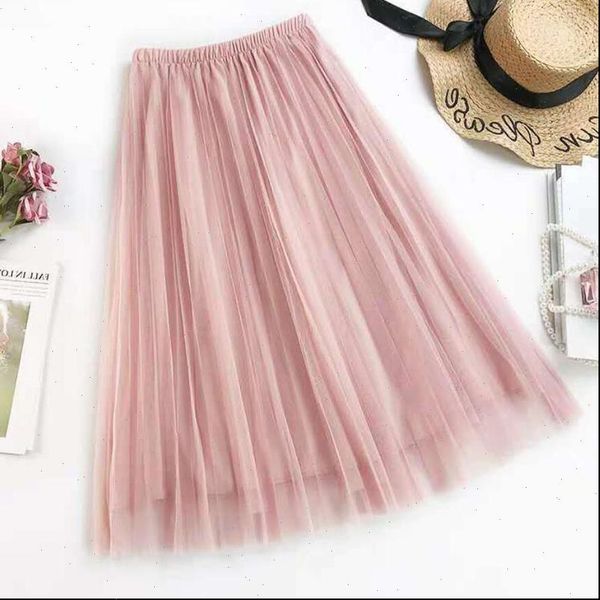 

summer net yarn transparent women skirt mesh perspective half tulle faldas largas mujer, Black