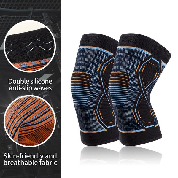 

elbow & knee pads maseda a pair sport kneepad nylon knitted kneecap with four elastic knees for men and women breathable, Black;gray