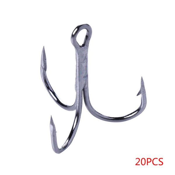 

20pcs 3 claw 4# 6# 8# 10# strong sharp round bend metal overturned fishing hooks outdoor tuna triple treble angling barbs