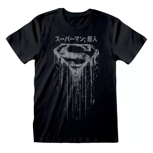 

dc superman distressed japanese licensed men t-shirt, White;black
