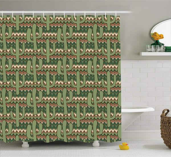 

shower curtains cartoon saguaro zigzag curtain, with reinforced buttonholes, for bathroom showers, stalls and bathtubs, machine