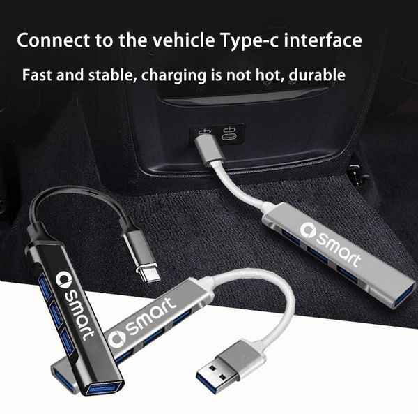 

interior decorations car usb docking station splitter to interface plug multi-port converter for smart 450 451 453 fortwo forfour