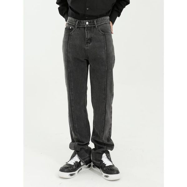 

| 21ss korean versatile pants leg split jeans men's wear, Blue
