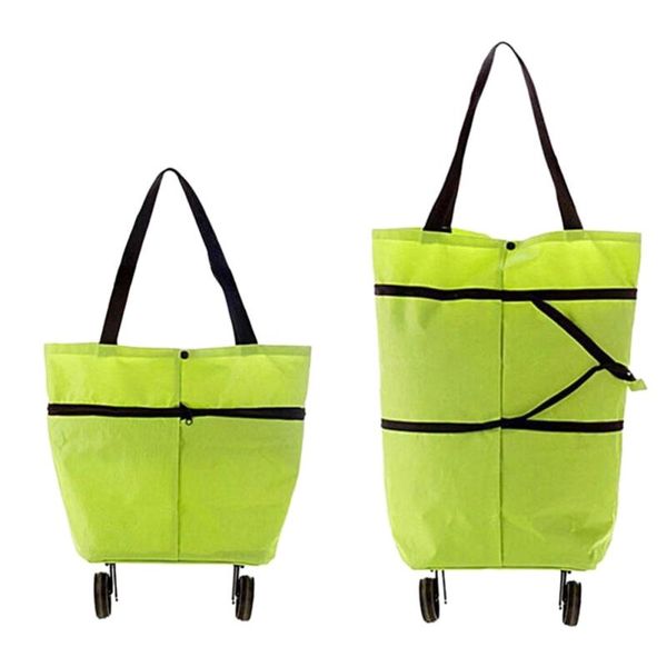

kitchen shopping trolley bag with wheels rolling portable oxford foldable carrying cart reusable organizer storage bags