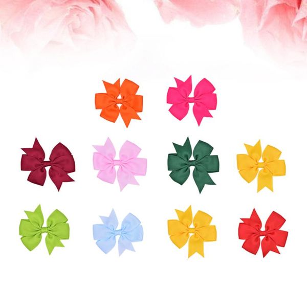 

dog apparel 10pcs pet bowknot hair clips rib ribbon puppy grooming headdress accessories (assorted pattern)