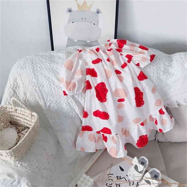 

summer arrival girls fashion printed dress kids cotton 210528, Red;yellow