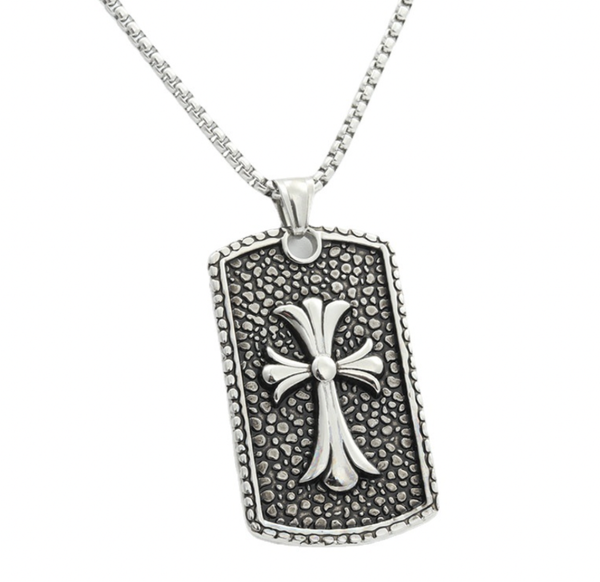 

pendant necklaces retro punk stainless steel jewelry, cross brand necklace accessories, titanium flower men chain, Silver