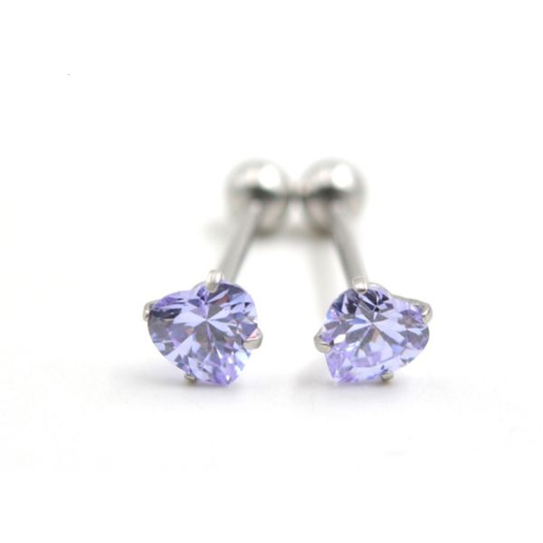 

7mm heart-shaped zircon tongue fashion human body puncture ball long rod lip