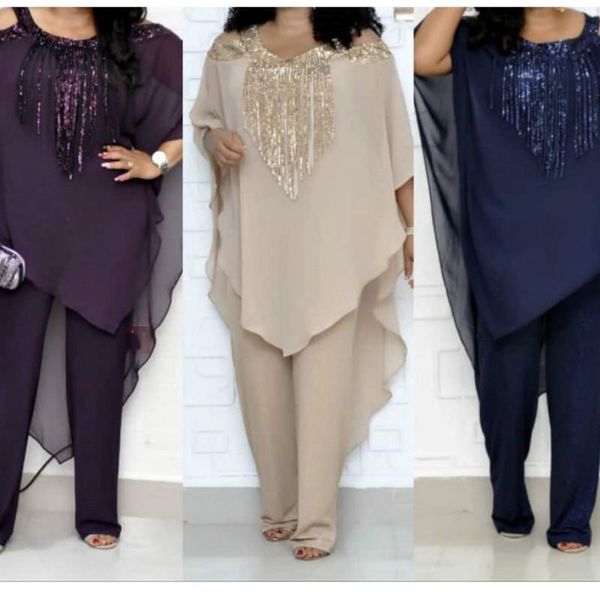 

african set for women 2021 spring summer fashion beauty sequined plus size two pieces sets blouse and jumpsuit ethnic clothing, Red