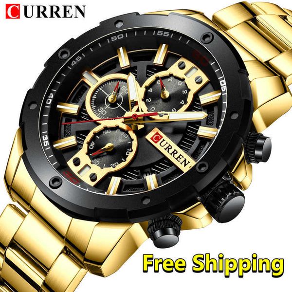 

curren watch men luxury brand business wristwatch mens chronograph watches golden male watch waterproof relogio masculino 210527, Slivery;brown