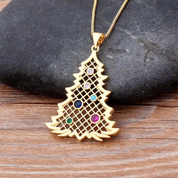 

chains fashion classic christmas tree pendant gold color crystal necklace party charm cute jewelry accessories for women girls, Silver