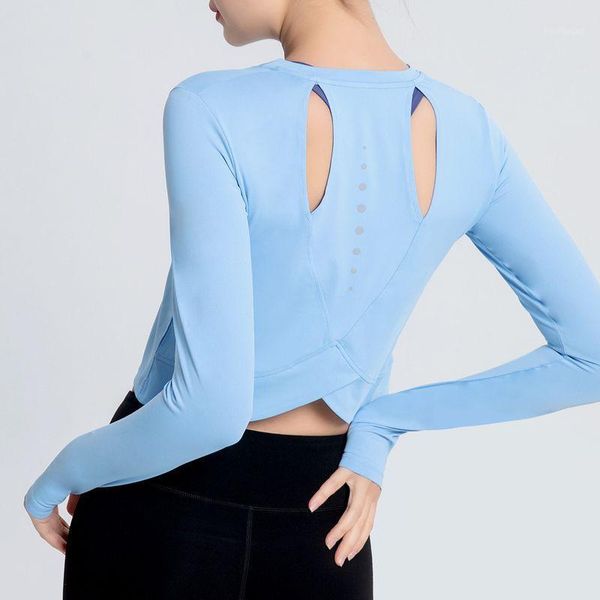 

yoga outfit women t-shirt slim breathable long-sleeved quick-drying clothes running sports training outdoor professional fitness top