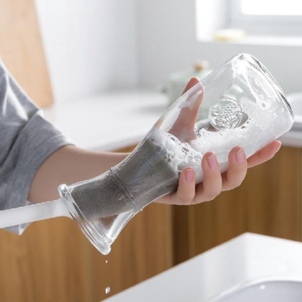 

cleaning cloths convenient long sponge brush milk bottle cup glass washing kitchen supplies cleaner for high bottle#p7