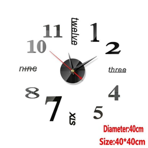 

acrylic wall clock sticker mute movement home decor living room modern clocks
