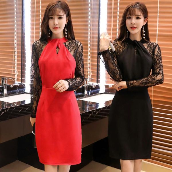 

casual dresses big size 3xl club dress vestidos elegant v back lace knit stretch ladies plus large party mini night bodycon, Black;gray