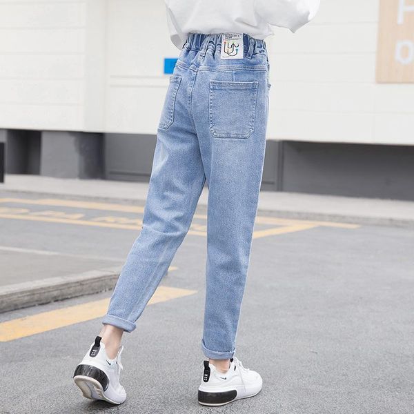 

jeans kids girls girl solid for fashion bow pants spring autumn skinny clothes 6 8 10 12 13 year, Blue