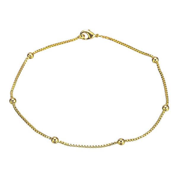 

anklets gold color satellite link chain beaded anklet, 9 10 11 inches box ankle bracelet for women men waterproof, Red;blue