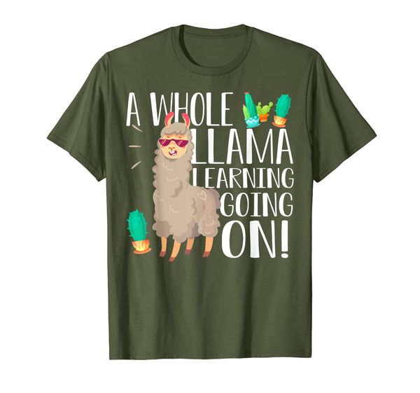 

a whole llama learning going on teachers students t-shirts, White;black
