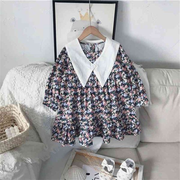 

spring arrival girls long sleeve floral dress kids korean design es 210528, Red;yellow