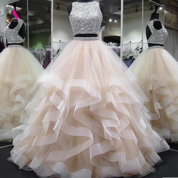 

party dresses 2021 two piece prom sequined vestidos de fiesta largos elegantes gala formal evening dress jurken, White;black