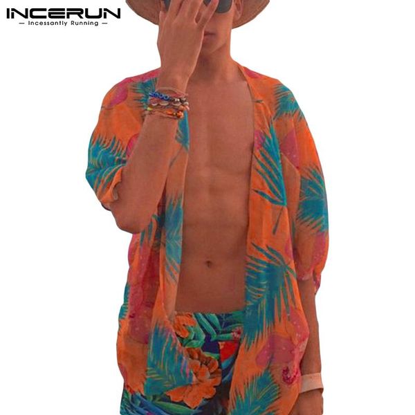 

men hawaiian shirt printed vacation open stitch streetwear 2021 short sleeve breathable summer shirts casual camisas incerun 3xl men's, White;black