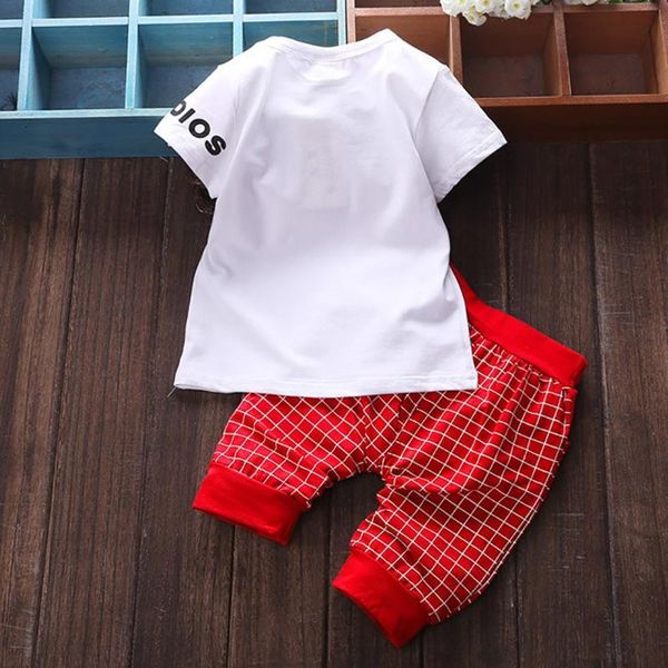 

clothing sets summer 2pcs infant kid boys girl letter star print plaid +pants outfits clothes set roupao infantil year gift 2021, White