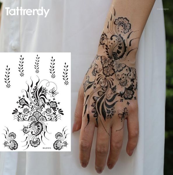 

wholesale- 1sheet black and white henna fake lace tattoo stickers metallic temporary flash tattoos arabic summer trendy s1013b1