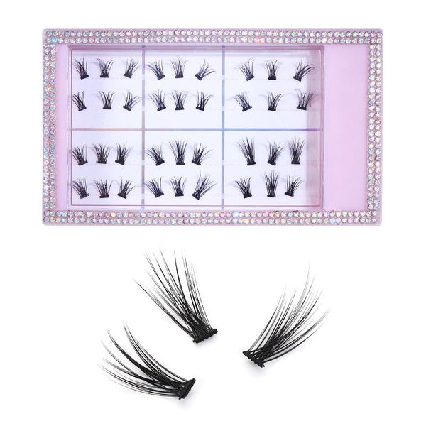 

false eyelashes 36 clusters 3d effect glue bonded band c curl 20d 10mm /30d 12mm mixed 2 styles lashes natural eyelash extension kit