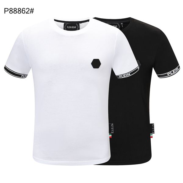 

plein bear t shirt mens designer tshirts brand clothing rhinestone skull men t-shirts classical hip hop streetwear tshirt casual tees pb 112, White;black