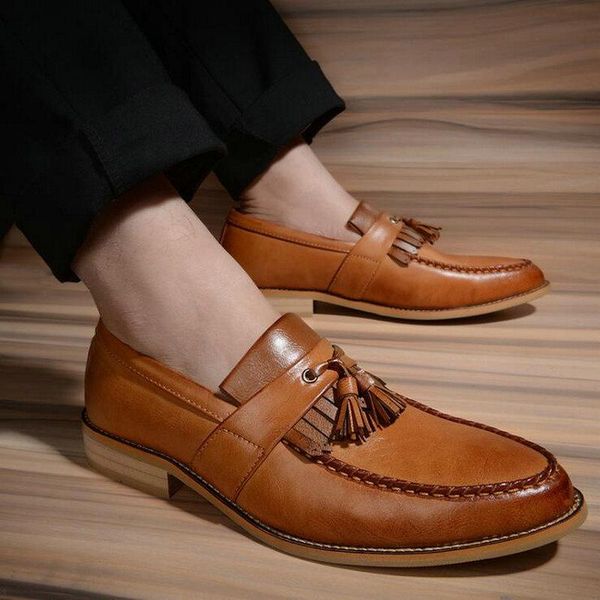 

dress shoes men 2021 fashion male bullock casual gentlemen slip on leather formal tassel business oxford oo-63, Black